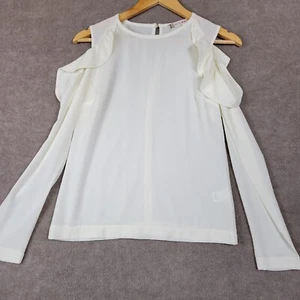 Chelsea & Violet CV Blouse Womens XSmall Cream Open Shoulders Ruffles Longsleeve - Picture 1 of 10