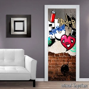 Türtapeten Selbstklebende Wandbild Tür Poster Retro Graffiti Weiße Maue 1406 - Picture 1 of 2