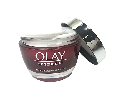 EMPTY Red & Silver With White Writing Olay Regenerist 1.7 OZ Cream Jar and Lid - Image 1 of 4
