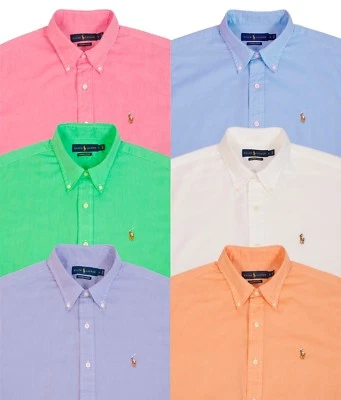 Camisa Oxford Ralph Lauren Para Hombres Cambray Roja Azul Verde Blanco Lavanda Nectarina Foto 1 de 4