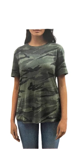 Splendid Ladies Short Sleeve Cotton Modal Crew Neck Top Shirt Olive Camo M