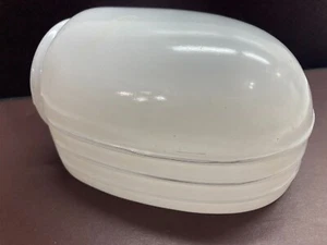 VTG Art Deco Glass Vanity Porch Light fixture Shade Oval clear/white  Goose neck - Picture 1 of 11