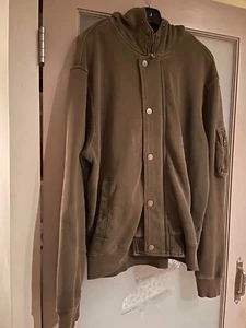 MICHAEL KORS MEN'S ARMY GREEN COTTON HOODIE HIDDEN PLACKET SIZE XL - Picture 1 of 9