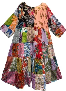 Nwt FUNKY STUFF nothing matches patch cotton maxi hippy boho DRESS 2X Free shipp - Picture 1 of 7