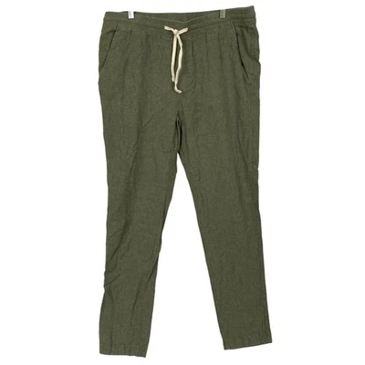Lands End Pants Mens Large Green Drawstring Linen Blend Pull On 36 38x 32"L - Image 1 of 4