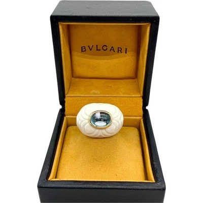 Anillo de topacio azul Bvlgari Bulgari Chandra cerámica K18YG para mujer talla 6,5 Italia Foto 1 de 4