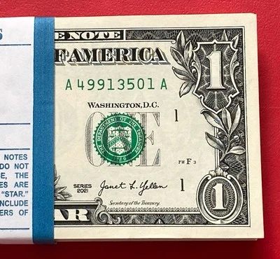 NEW 2021 $1 DOLLAR BILL ( BOSTON A ) UNCIRCULATED - Image 1 of 3