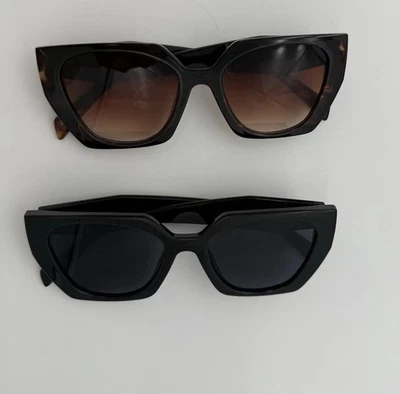 2 gafas de sol ojo de gato para mujer | negro y caparazón de tortuga | monturas modernas de gran tamaño Foto 1 de 4