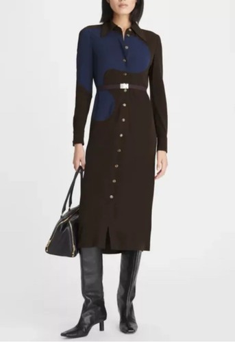 Polo Tory Burch colorblock maglia maglia nuova con etichette $798 taglia 0 carbonio scuro