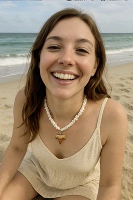 Shark Tooth Necklace with VIDEO - Real Puka Shells - Otodus  60 Million Years - Image 1 of 4