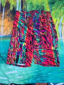 Vintage 90's Pro Spirit Aerobics Workout Biker Bike Shorts SpandexAbstract MD - Picture 1 of 6