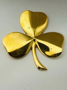 Vintage 1981 Gerity 24k Gold Plated 3 Leaf Clover Shamrock Paperweight - Picture 1 of 5