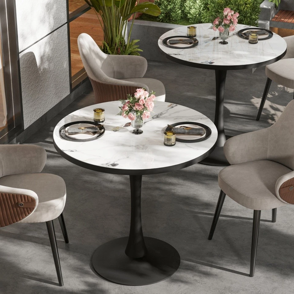 30” Round Dining Table with Tulip Base Marble Kitchen Dinner Table Coffee Table - Image 1 of 4