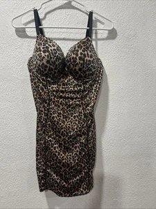 Be Chic Chemise Babydoll Dress Lingerie Slip Dress Leopard 38C Stretch - Picture 1 of 14