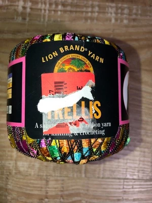 Lion Brand Trellis Yarn PASTEL GARDEN #306 Ladder Ribbon Yarn 1.75 oz. 115 Yds - Image 1 of 4