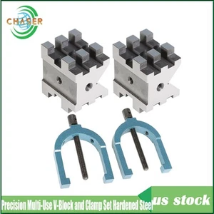Precision 2-3/8" x 2-3/4" x 2" Multi-Use V-Block and Clamp Set Hardened Steel - Picture 1 of 12
