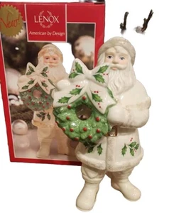 Lenox Holiday Santa with Wreath Figurine Lenox Holiday Pattern Father Christmas - Picture 1 of 12