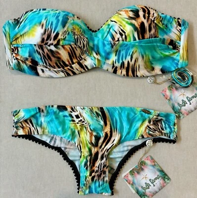 Luli Fama Caribe Mon Amour Pom-Pom Underwire Bandeau (XL) & Bottom (M) - Image 1 of 4