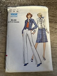 Vogue 8282 Vintage 70’s Misses Jacket Shirt And Pants Sewing Pattern Sz 12-34-36 - Picture 1 of 4