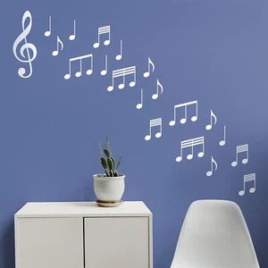 Set of 20 Vinyl Wall Art Decals - Music Notes - 6" to 8" - Musical Decor - Picture 1 of 5