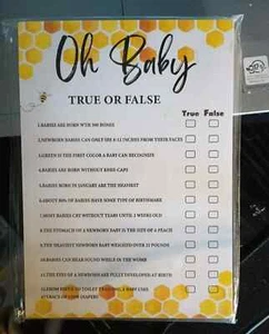 Baby Shower  - Game Cards & Name Suggestions (Bee Theme) - Picture 1 of 4