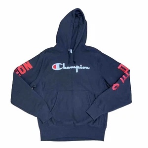 Vintage Champion Hoodie Men’s Medium Reverse Weave Black Red Campeon Korean Text - Picture 1 of 17