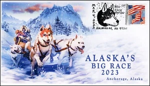 23-042, 2023, The Big Race, Event Cover, Pictorial Postmark, Dog Sled, Anchorage - Picture 1 of 1