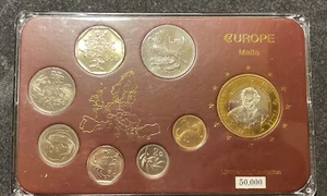 MALTA - SERIE 7 MÜNZEN FDC PRE EURO UND MÜNZE PROOF 1 EURO mit Zertifikat 🇲🇹 - Bild 1 von 6
