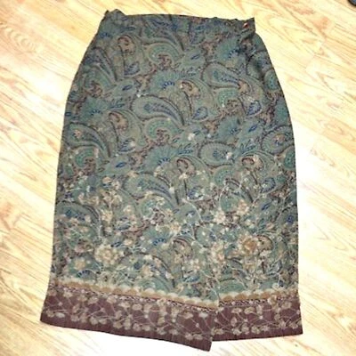Sz 18 - Lane Bryant Design & Co - Vintage Paisley Floral Wrap Skirt - Maxi - Image 1 of 4
