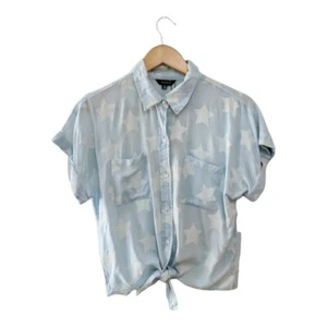 Sim & Sam Star Print Tie Front Hem Top XL - Picture 1 of 4