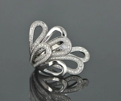 Anillo de cóctel de diamantes redondos de 1,00 quilates de oro blanco de 18 k Di Modolo Fiama de $5,950 talla 6 Foto 1 de 4