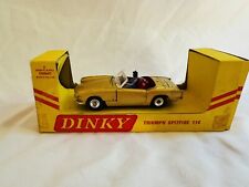 Old Vtg #114 DINKY TOYS Triumph Spitfire W/Driver Gold Diecast Toy Convertible
