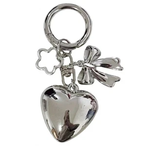 Elegant Heart Keychain with Bowknot Decoration for Women Men Handbag Accessory - Zdjęcie 1 z 8