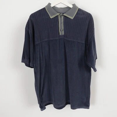 Camisa polo de terciopelo vintage años 70 para hombre talla XL tenis playa discoteca mod tela de felpa Foto 1 de 4