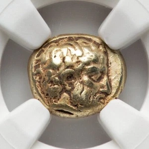 LESBOS Mytilene 454-427 BC EL Electrum Hecte Dionysus NGC Ancient Greek Coin D86 - Picture 1 of 6