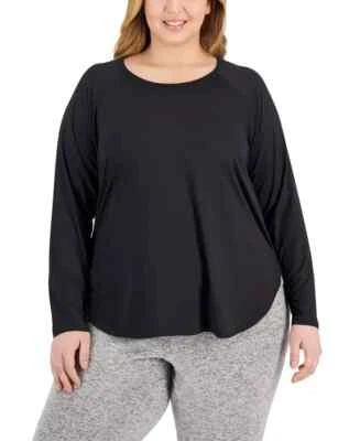 ID Ideology Plus Size Essentials Long Sleeve T-Shirt Women's 3X Black Pullover - Image 1 of 4