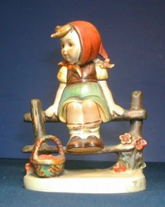 Hummel Figurine Just Resting Girl on Fence with basket #112/1 - Picture 1 of 4