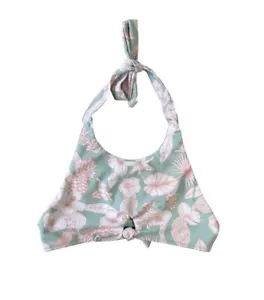 FULL TILT Girls Aqua & Pink Tropical Floral Bikini Swim Top Girls Size 8 - Picture 1 of 3