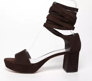 Prada Camoscio Women's Brown Gladiator Ankle Strap Sandals Z4409 Size 11 US - Picture 1 of 8