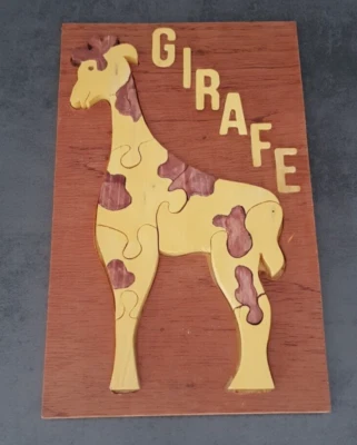 Jeux en bois fait main en France - Puzzles animaux - Girafe - Photo 1/2