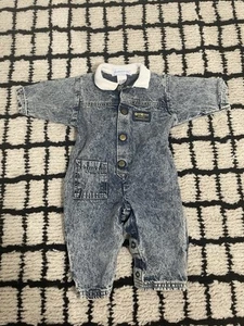 Oshkosh B'Gosh Vintage Denim Una Pieza Bebé Conjunto 3-6M Azul Jean EE. UU. Infantil - Imagen 1 de 2