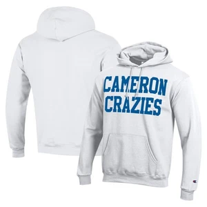 Men's Champion White Duke Blue Devils Cameron Crazies Pullover Hoodie - Picture 1 of 3