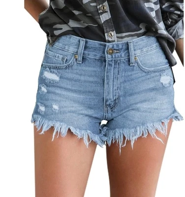 RE generation By Celebrity Pink Light Blue Distressed Jean Shorts Size Waist 29 - Image 1 of 4