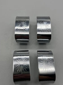 vintage 1975 Irvinware Starburst Chrome Plated Napkin Rings USA set of 4 MCM - Picture 1 of 5