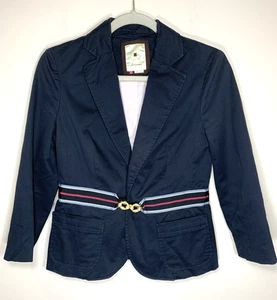 Anthropologie Elevenses Blazer Womens 0 Navy Blue First Mate Nautical Jacket - Picture 1 of 11