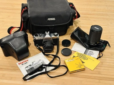 Vintage Asahi Pentax K1000 SE SLR 35mm Film Camera 2 Lenses Bag & Books Tested - Image 1 of 4