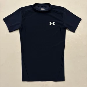 Under Armour HeatGear Compression Youth Medium Boys Short Sleeve Tee Shirt Blue - Picture 1 of 9