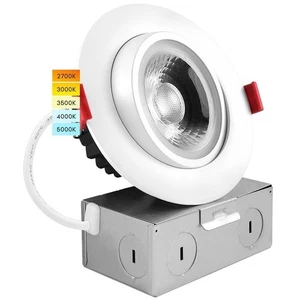 Luxrite 4" Gimbal LED Recessed Light 11W=75W 5CCT, 1000LM Dimmable - Picture 1 of 7