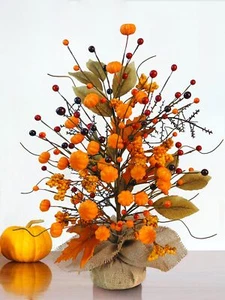 20.5in Fall Tree Tabletop Fall Decor Artificial Maple Leaf Tree with Orange P... - Picture 1 of 7