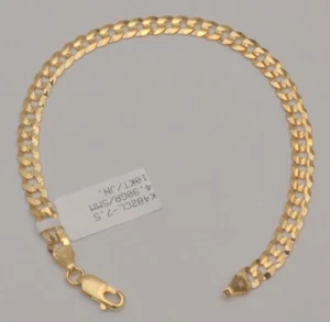 Gold chain 10k solid yellow cuban curb link bracelet 7.5 in 5.0 mm 4.9 grams - Picture 1 of 5